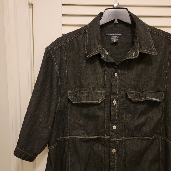 Le Jean De Marithe Francois Girbaud Denim Short Sleeve Button Front Shirt XL - Picture 3 of 7